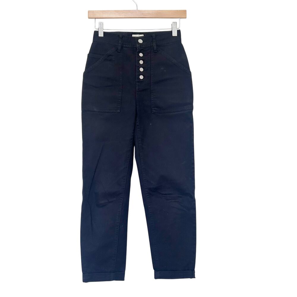Aritzia Wilfred Free Black Straight Leg Button Fly Canvas Pants Jeans Sz 0